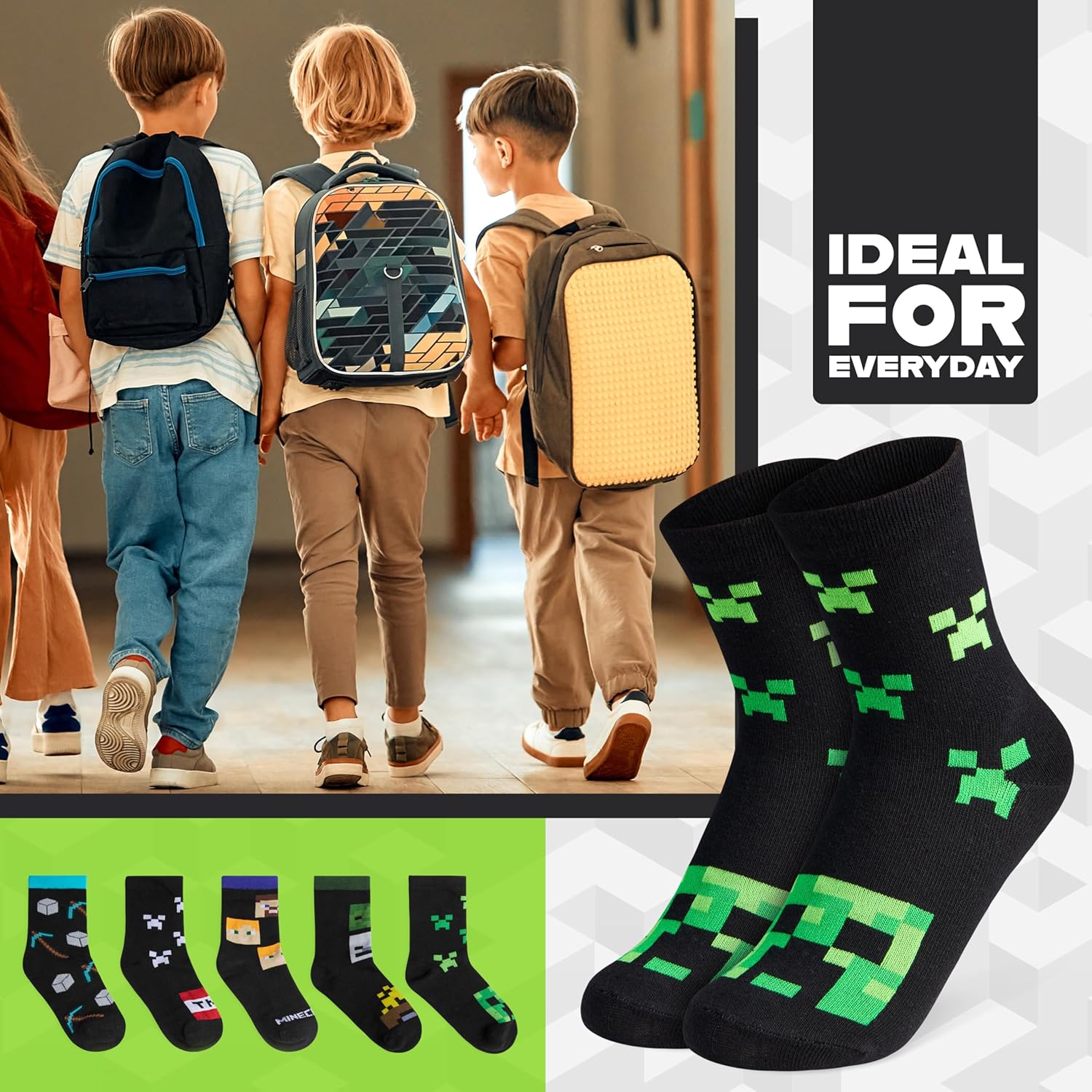 Minecraft Boys Calf Socks