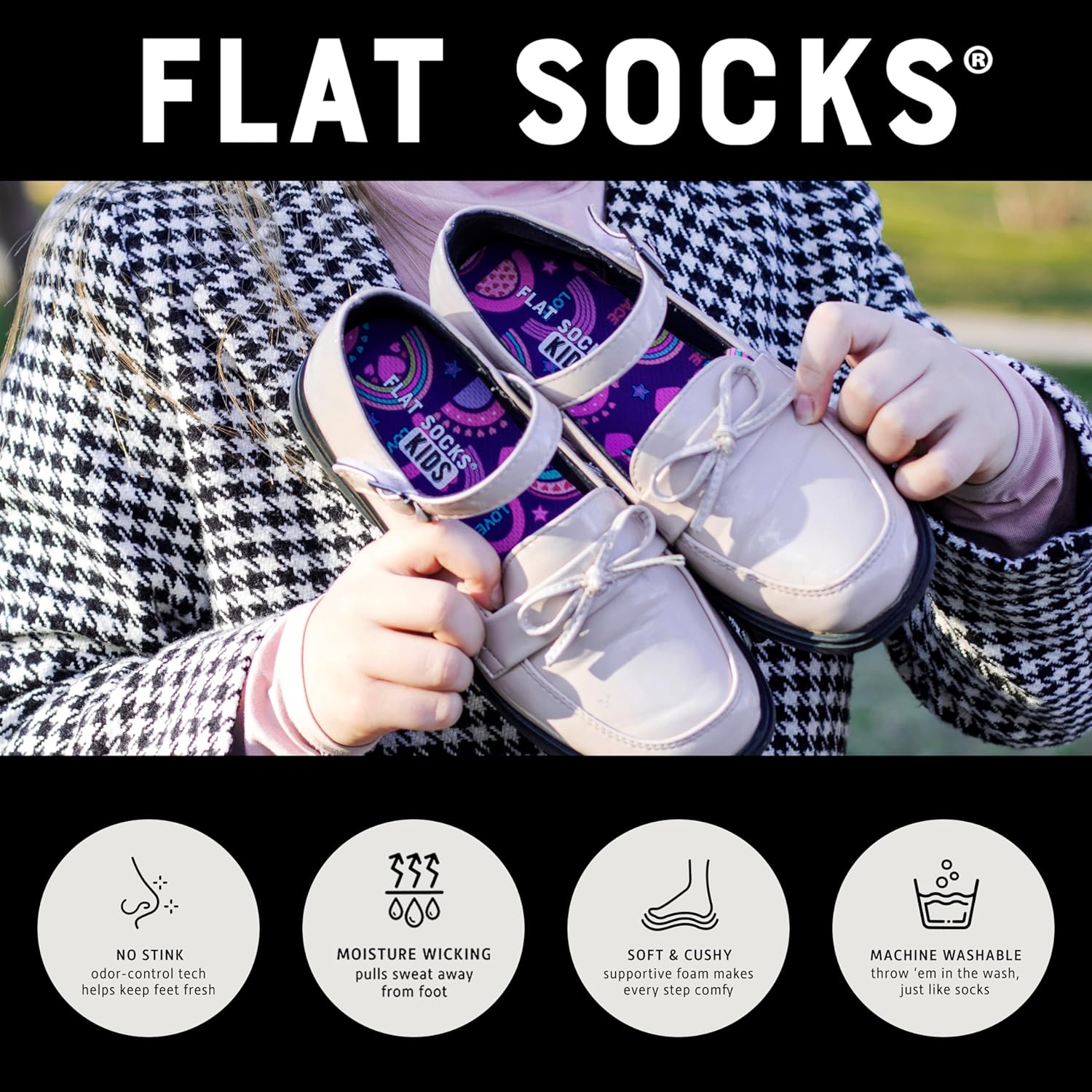 No Slip No Stink No Hassle Flat Socks for Kids