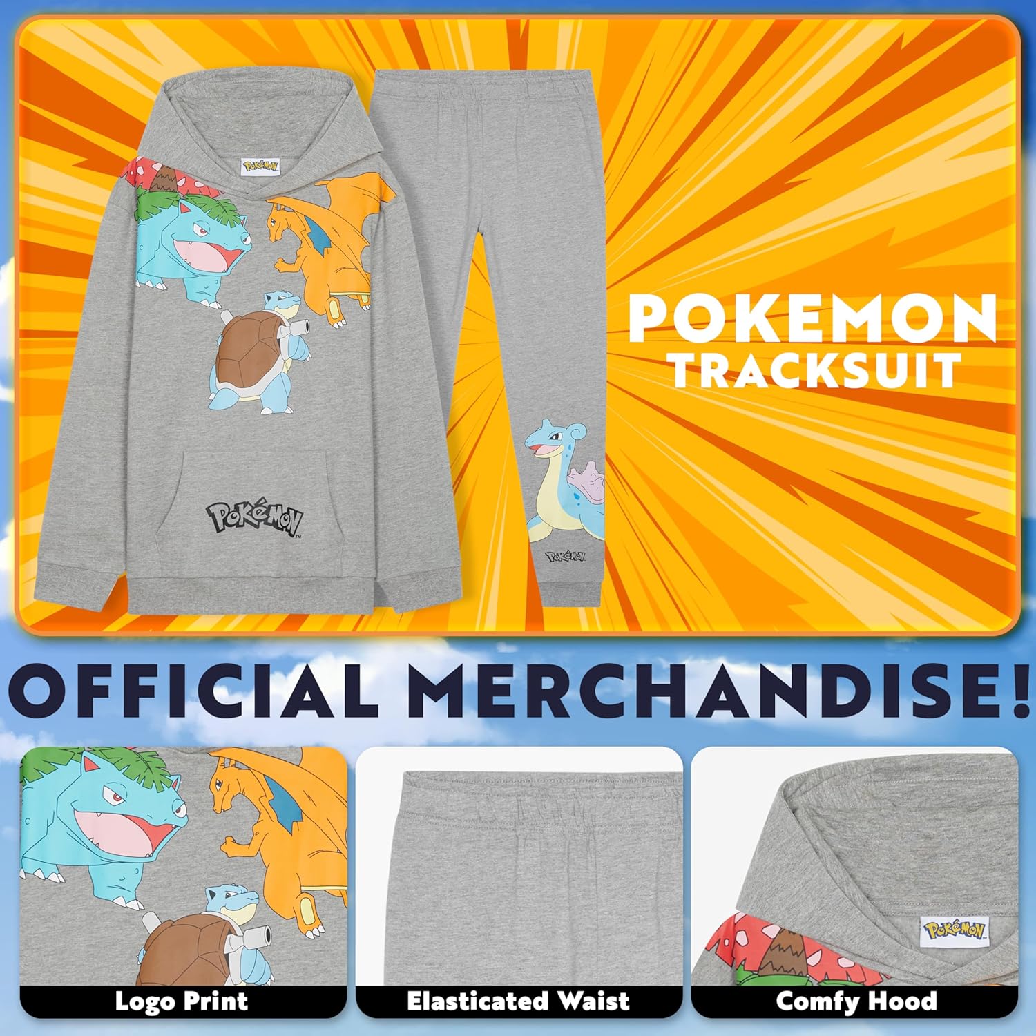 Pokemon Boys Tracksuit Set - Cozy Hoodie and Joggers