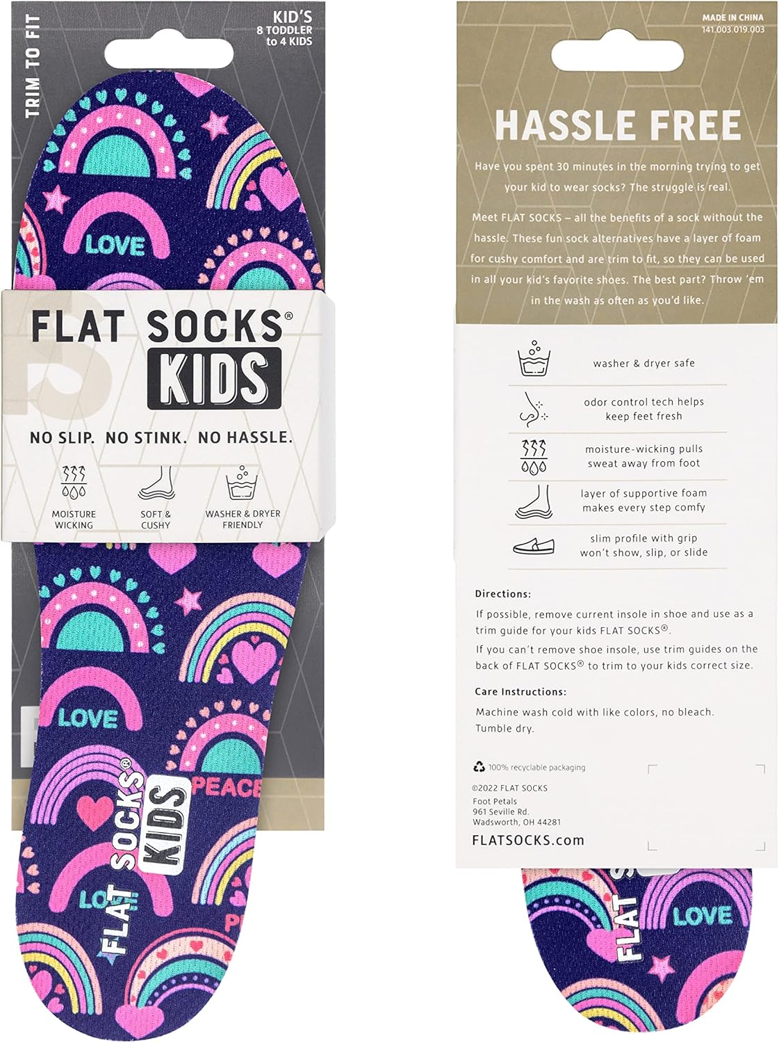 No Slip No Stink No Hassle Flat Socks for Kids