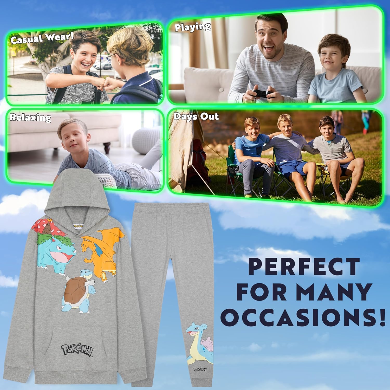 Pokemon Boys Tracksuit Set - Cozy Hoodie and Joggers