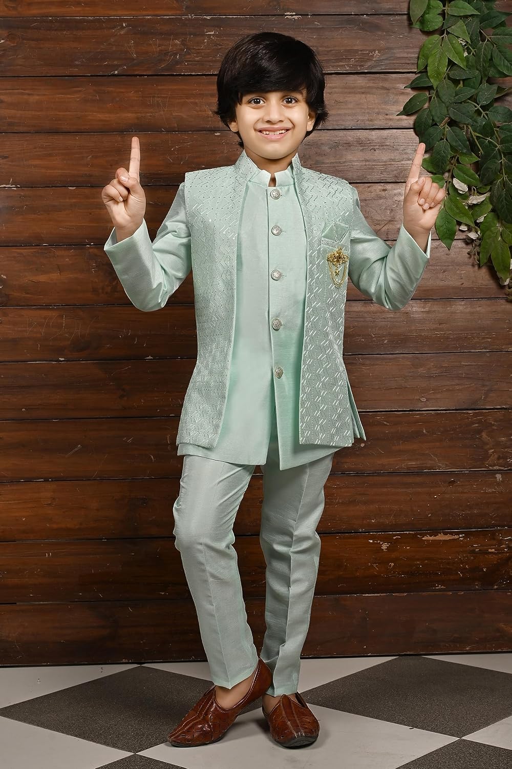AHHAAAA Kids Bohemian Kurta Set - Ethnic Silk Blend Traditional wear for Boys
