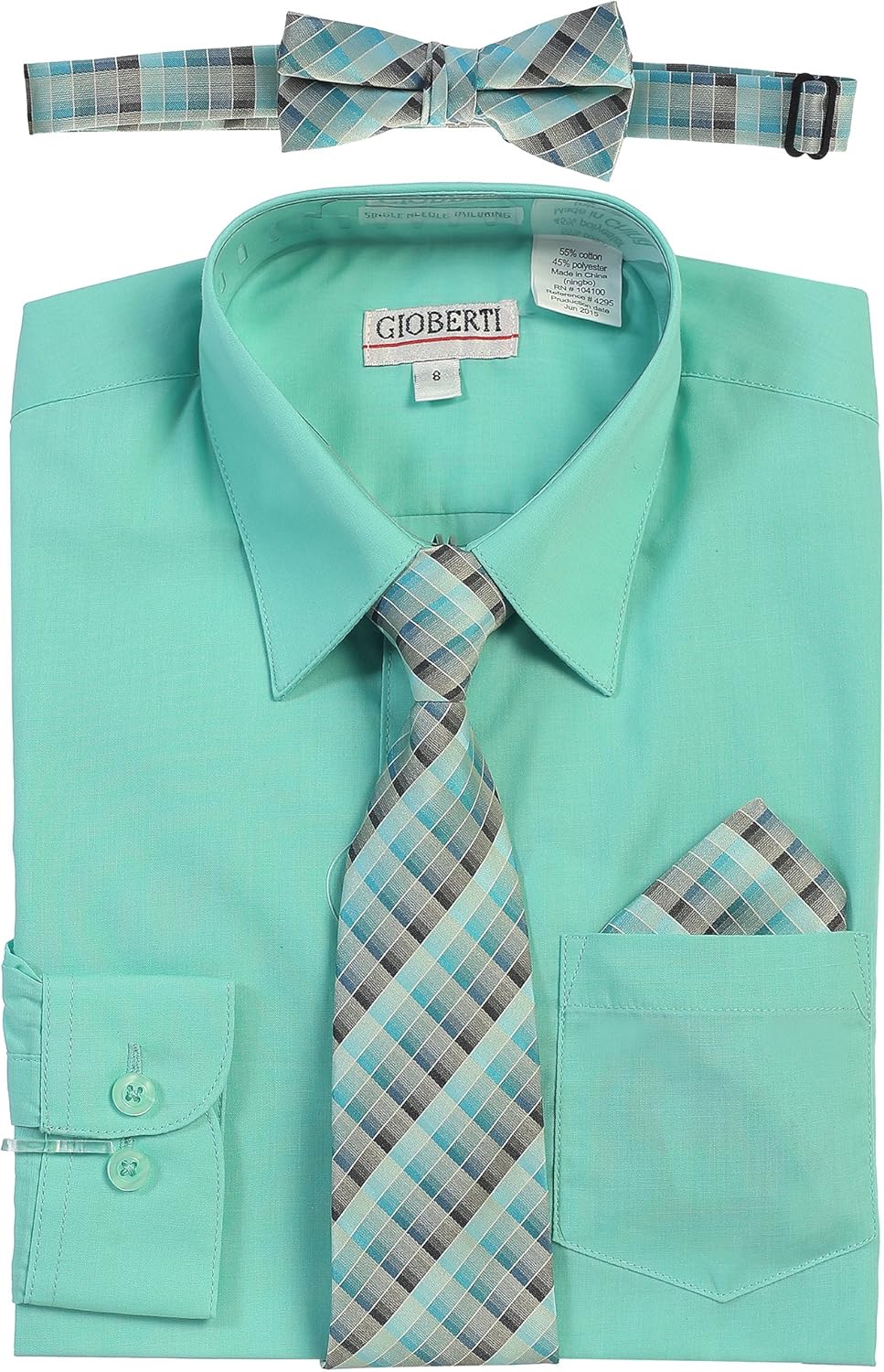 Gioberti Boys Long Sleeve Dress Shirt and Tie Set