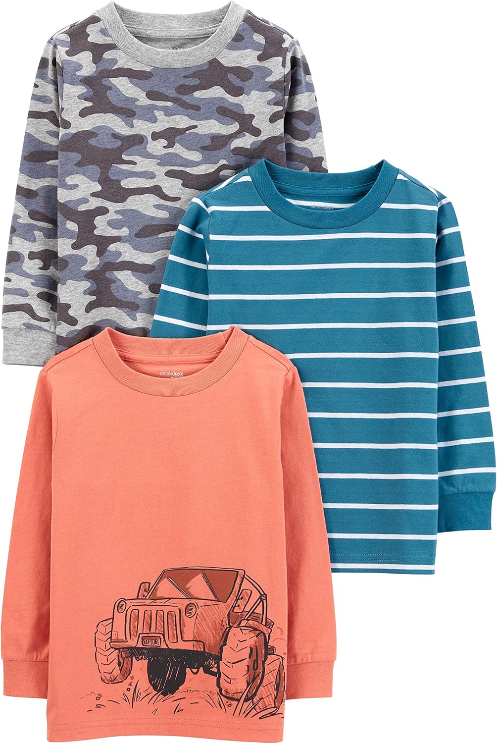 3-Pak Easy Fit Long Sleeve Shirts for Boys Style Comfort