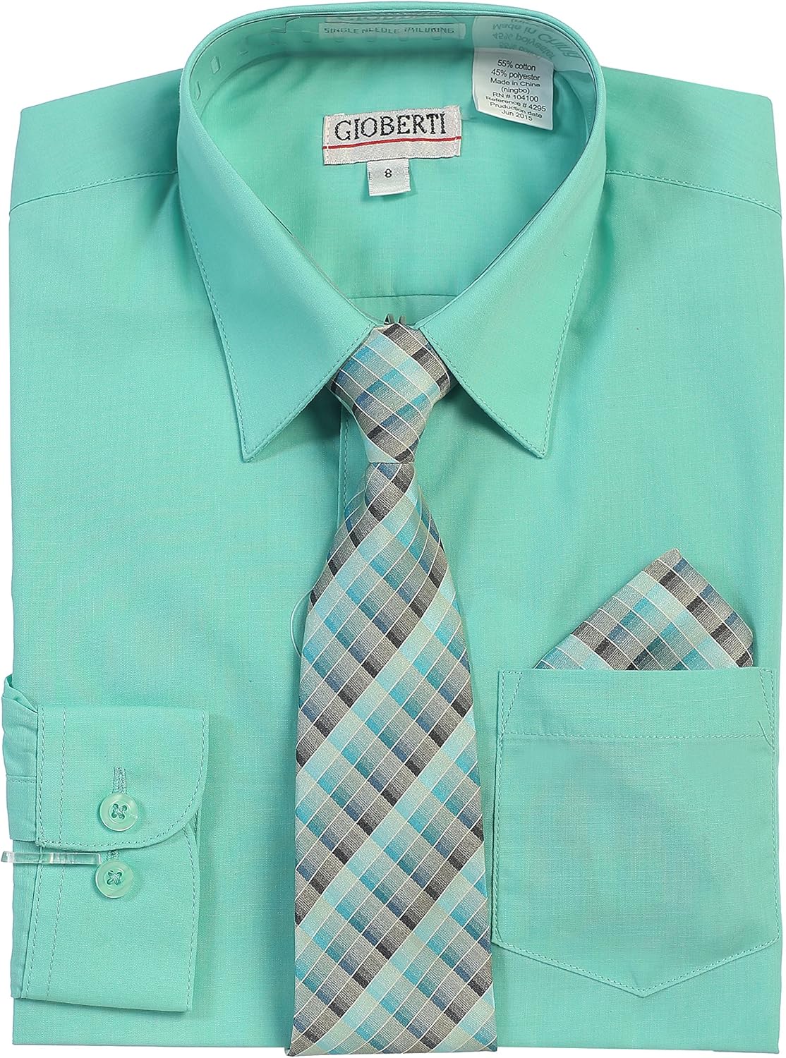 Gioberti Boys Long Sleeve Dress Shirt and Tie Set